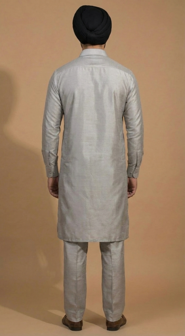 Platinum Grey Kurta Pajama - Image 4
